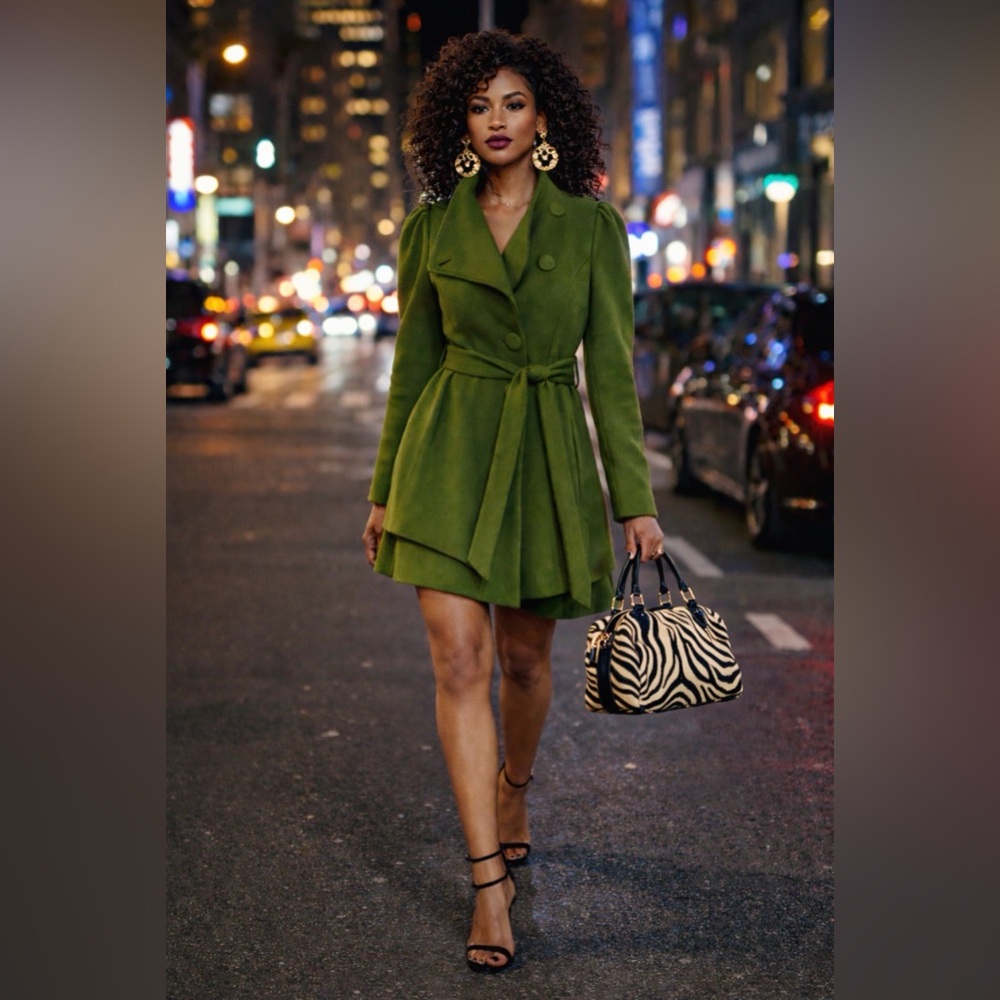 Elegant Green Lightweight Coat Women’s Size Small / Medium